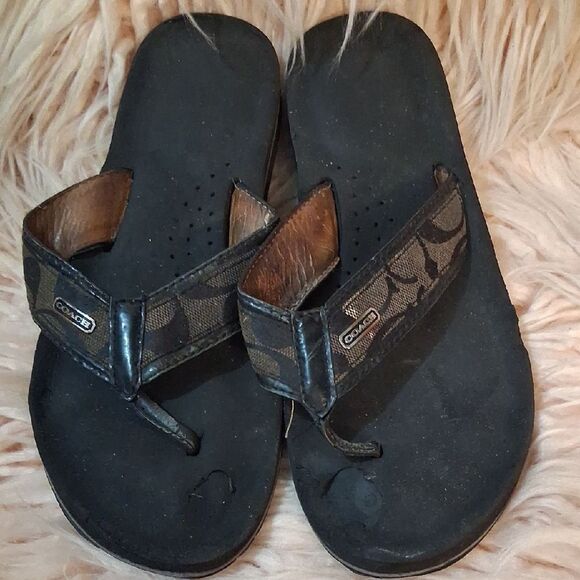 Coach Black Flip Flop Sandals Size 7.5-8 - Picture 1 of 5